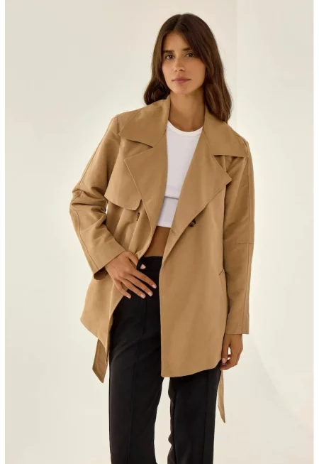 Дамско палто  универсално - бежово - текстил