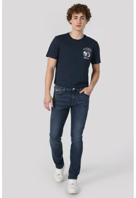 Дънки със средна талия - Тъмносин