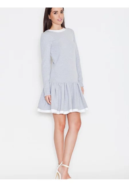 Дневна рокля  сива - ежедневна - памук