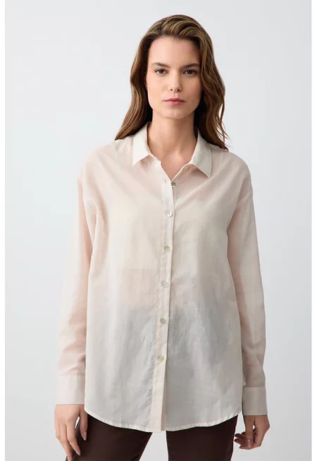 Ефирна памучна риза - Слонова кост