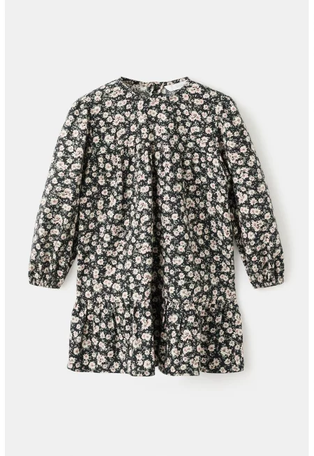 Флорална рокля с набран подгъв