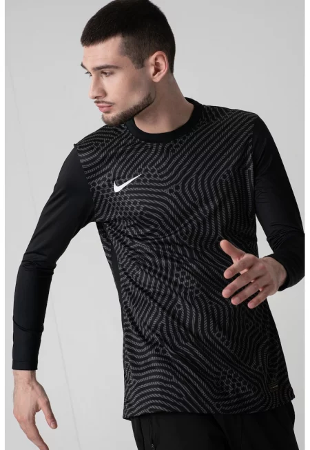 Футболна слим блуза Dri-FIT с шарка - Черен/Сив