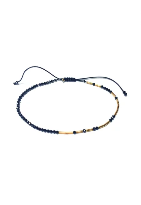 Гривна -  Caviar Bracelet-full - gold-filled 14k/20 - черен шпинел - регулируема