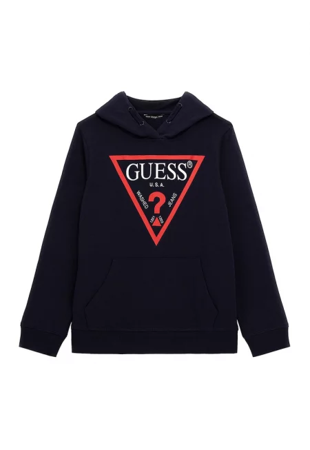 GUESS - Памучно худи с джоб кенгуру