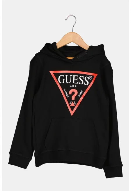 GUESS - Памучно худи с джоб кенгуру