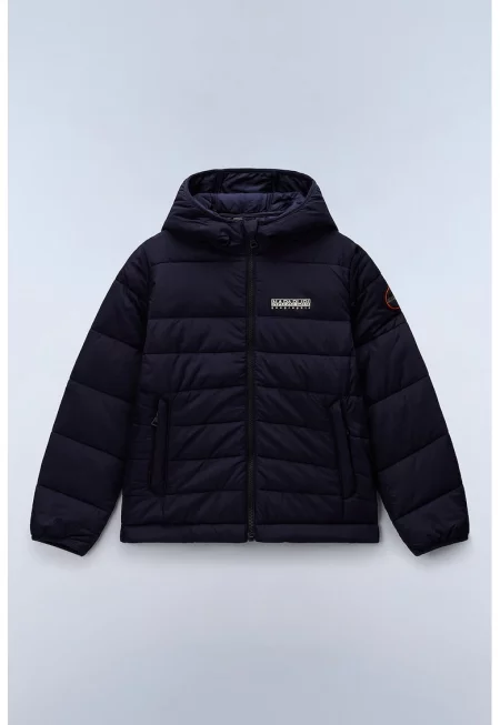 Капитонирано зимно яке с качулка - Ултрамарин синьо
