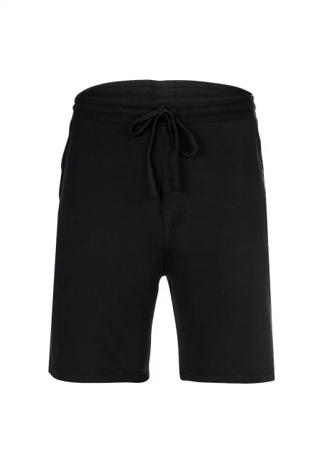 Къс панталон с памук и връзка - Черен