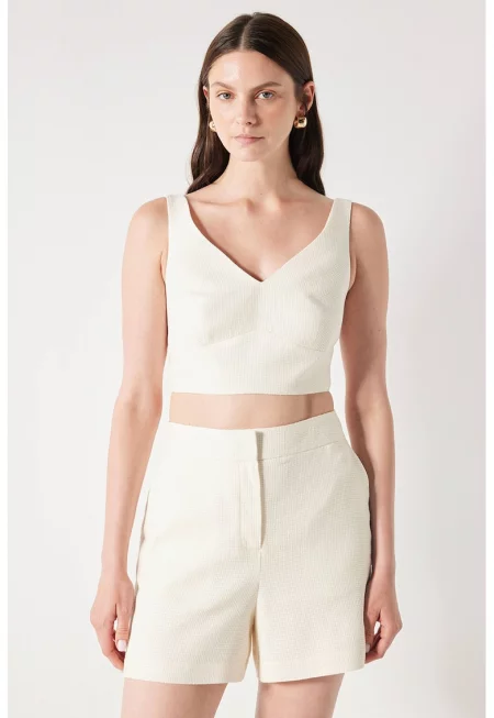 Къс топ с шпиц - Слонова кост