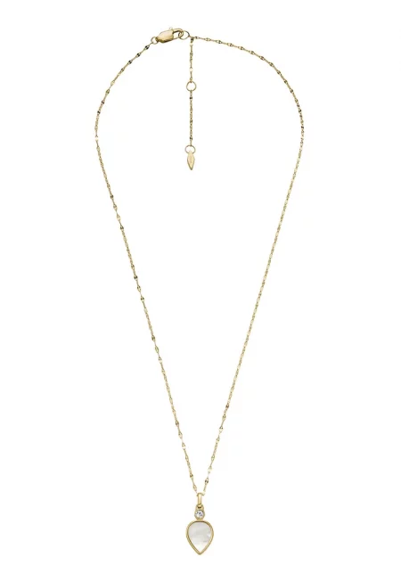 Колие от неръждаема стомана със седеф - Златист/Прозрачен