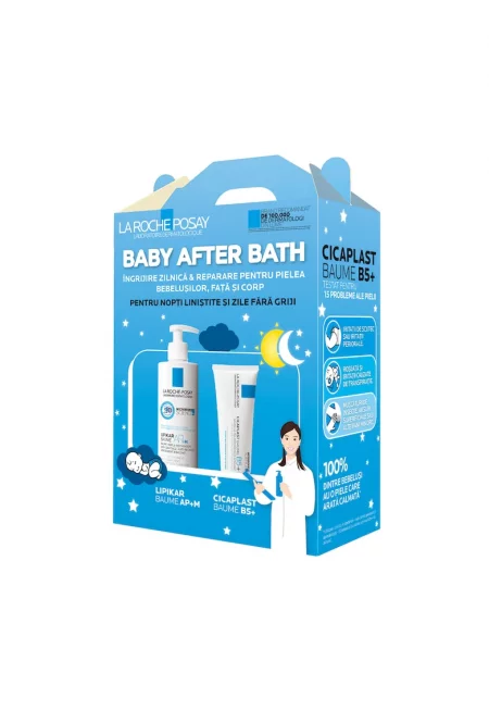 Комплект за грижа  Baby After Bath за бебешка кожа - лице и тяло - Lipikar Baume AP+M 400 мл & Cicaplast Baume B5+ 100 мл