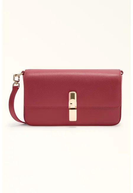 Кожена чанта през рамо Iride с капаче - Бордо