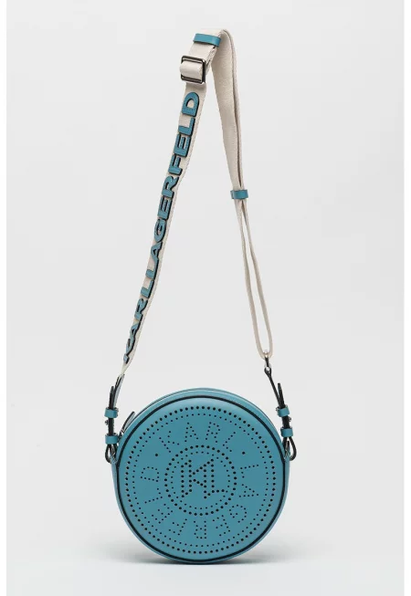 Кожена чанта през рамо с перфорации - Лавандула