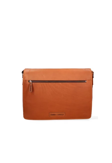 Кожена чанта през рамо с регулируема презрамка - Кафяв