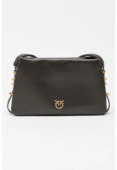 Кожена чанта през рамо - Tъмносив