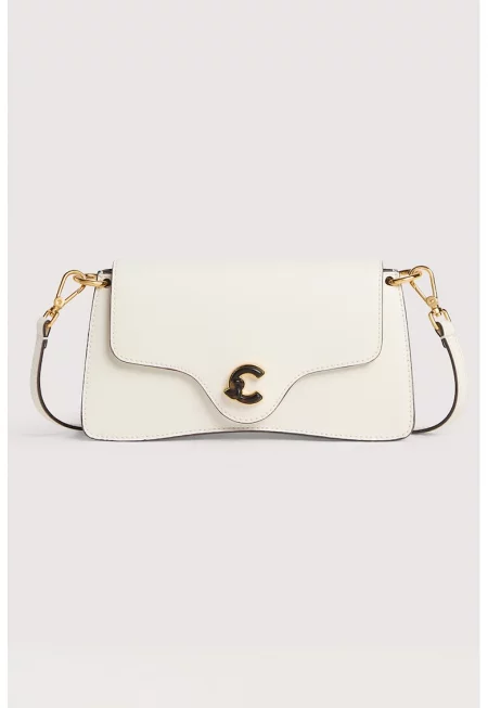 Кожена чанта с капаче C-Em Calf & Marb - Слонова кост