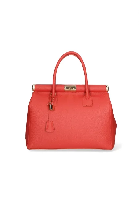 Кожена чанта с отделяща се презрамка - Светло червено