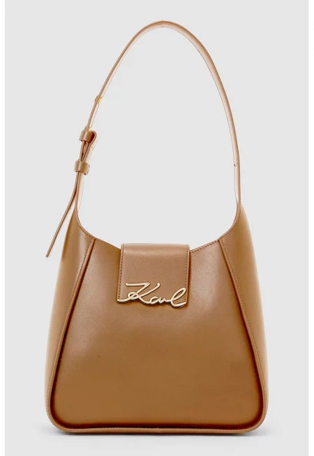 Кожена чанта Signature - Карамел