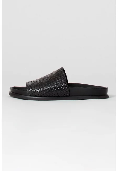 Кожени чехли със сплетен ефект - Черен