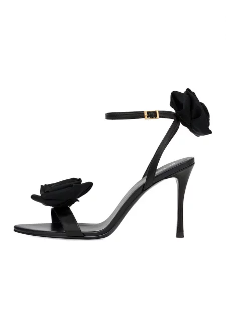 Кожени сандали с отделящи се аксесоари - Черен