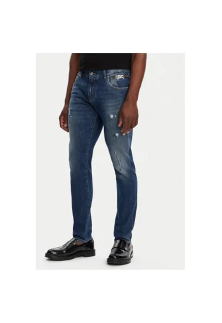 Мъжки дънки -  305315021 - Памук - Еластан - Син - Син