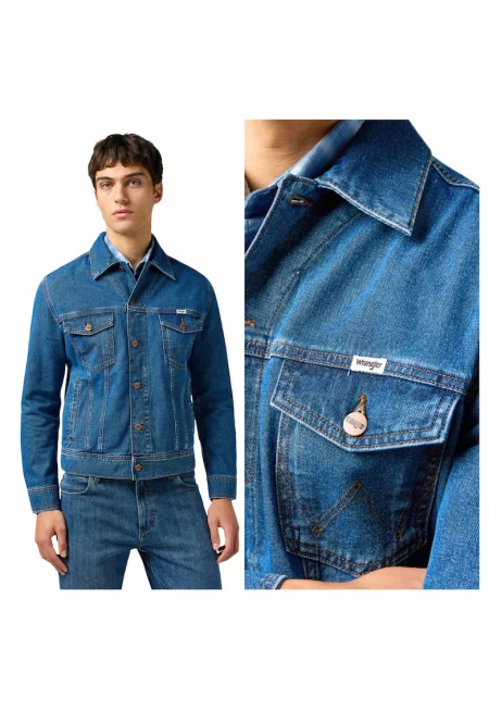 Мъжко яке -  Classic Jacket - Стандартна кройка - Деним дизайн - Без качулка - С копчета - Памук - Синьо - Син
