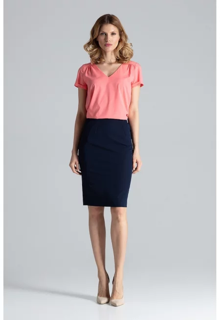 Миди пола  тип молив - тъмносиня - полиестер - удобна