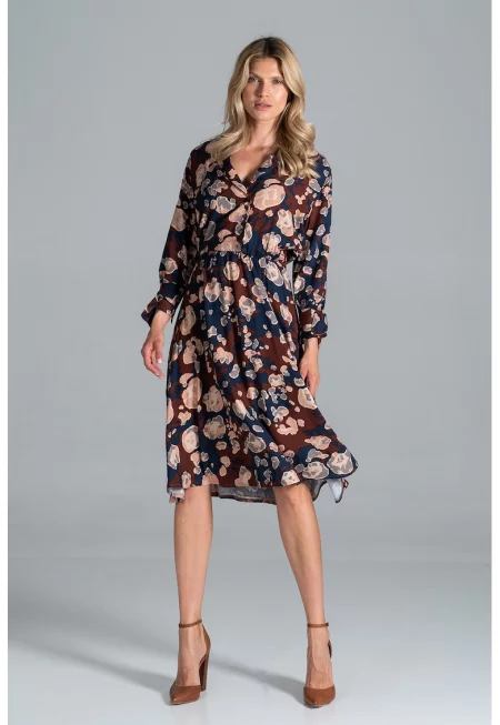 Midi рокля  щампован модел - памук/полиестер