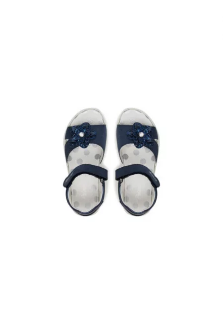 Момичешки сандали - 7885066 -  Естествена кожа - Тъмносин - Тъмносин