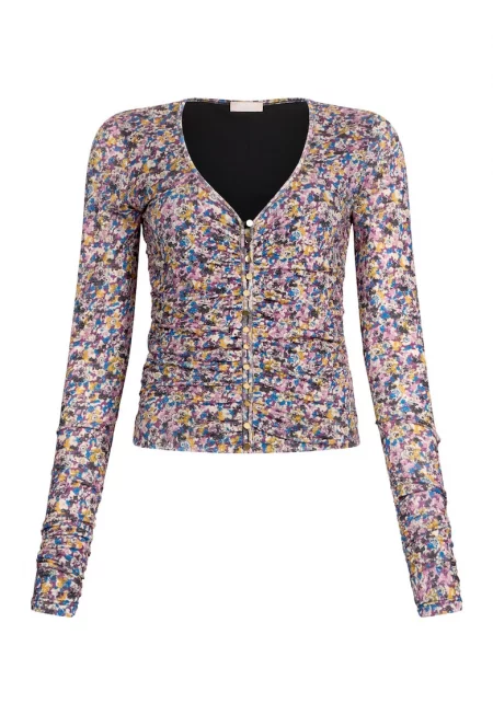 Набрана блуза с копчета - Розово/Син