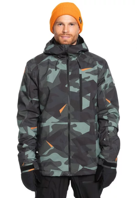 Непромокаемо ски яке Mission с качулка - Оранжев/Избеляло черно/Бледозелен