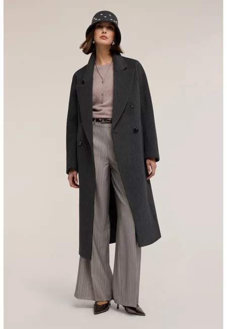 Палто с вълна с колан