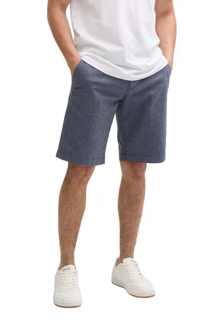 Памучен къс панталон с джобове - Мръснобял/Тъмносин