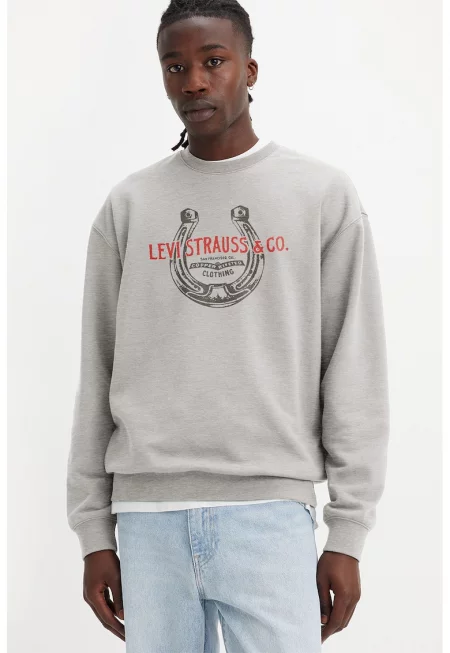 Памучен суитшърт със свободна кройка - Червен/Тъмносин/Сив меланж