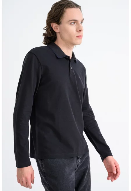 Памучна блуза с яка и лого