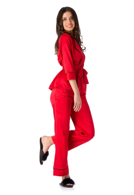 Пижама Iris със сатиниран ефект - Червен