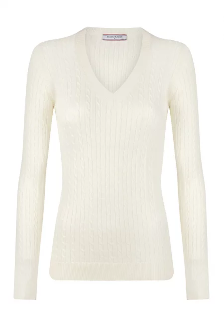 Плетен пуловер с шпиц