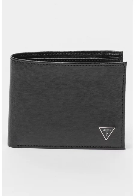 Портфейл Madrid от кожа Сафиано с прегъване - Черен