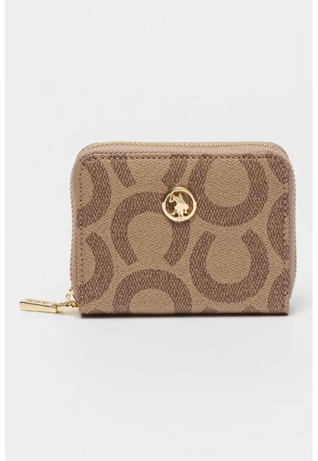 Портфейл от еко кожа с цип - Бежов - Camel