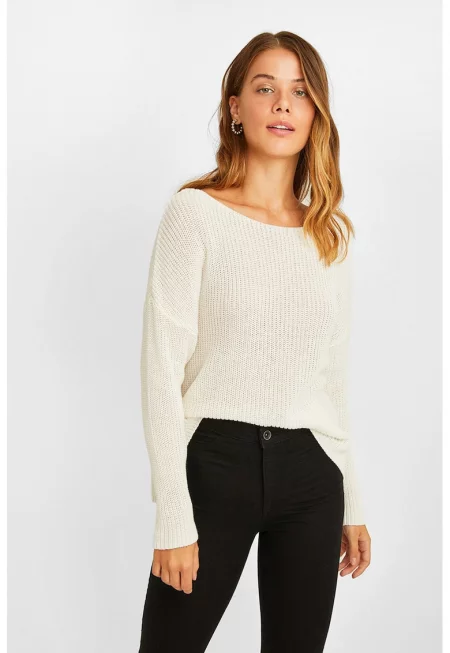 Пуловер с деколте тип лодка