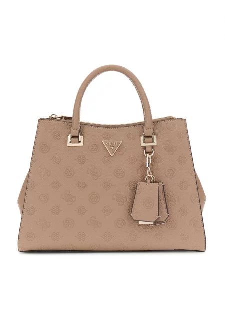 Ръчна чанта от еко кожа с лого - Камел