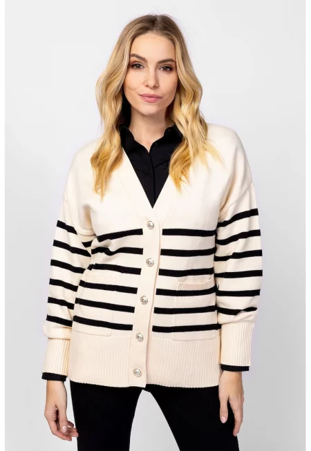 Раирана свободна жилетка с паднали ръкави