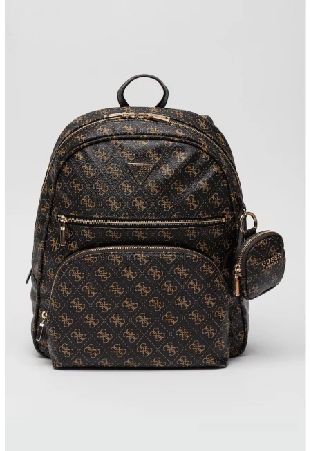 Раница от еко кожа с лого - Черен/Камел