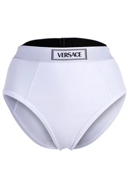 Рипсени бикини с лого - Бял