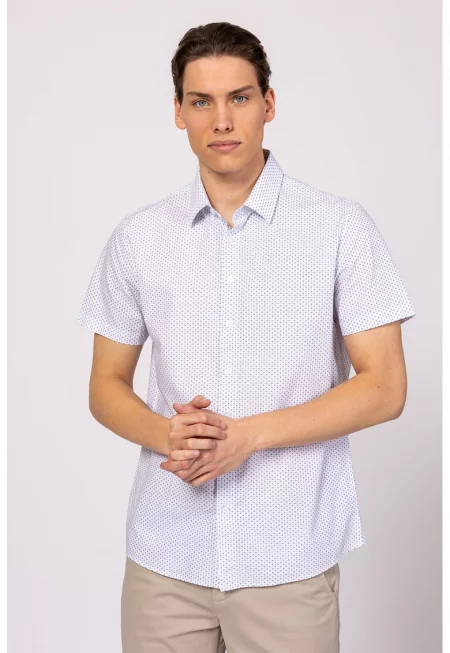 Риза Roller с къси ръкави - Бял/Ултрамарин синьо