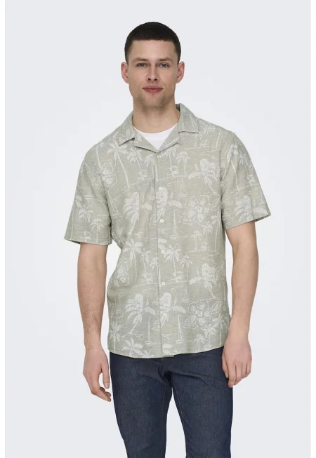 Риза с лен и раздвоен ревер