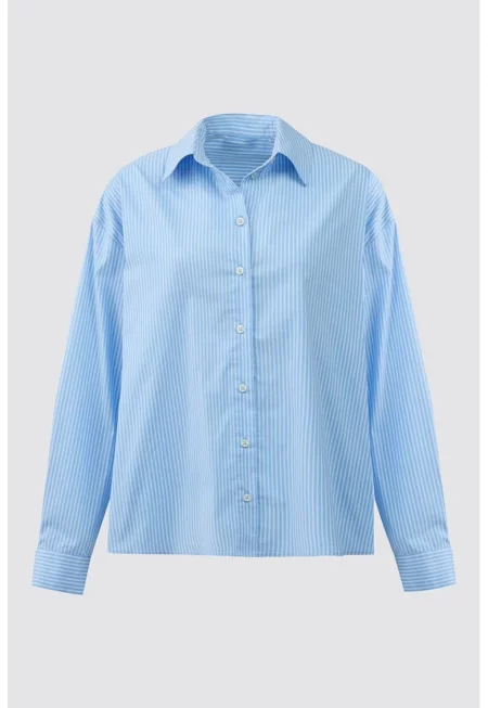 Риза с памук - Бял/Син