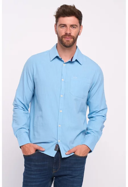 Риза със стандартна кройка и пришит джоб