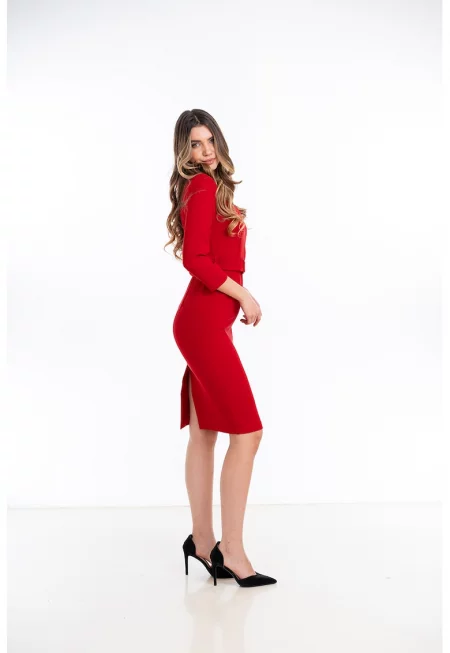 Рокля с 3/4 ръкави - Червен