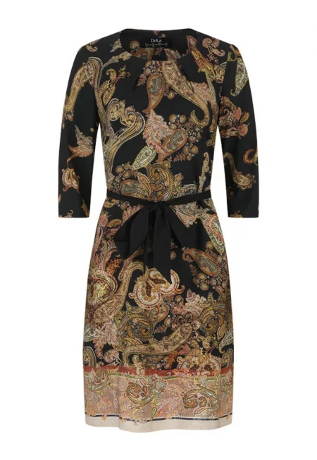 Рокля с пейсли принт и 3/4 ръкави