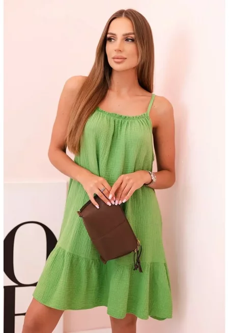 Рокля с презрамки и волани -